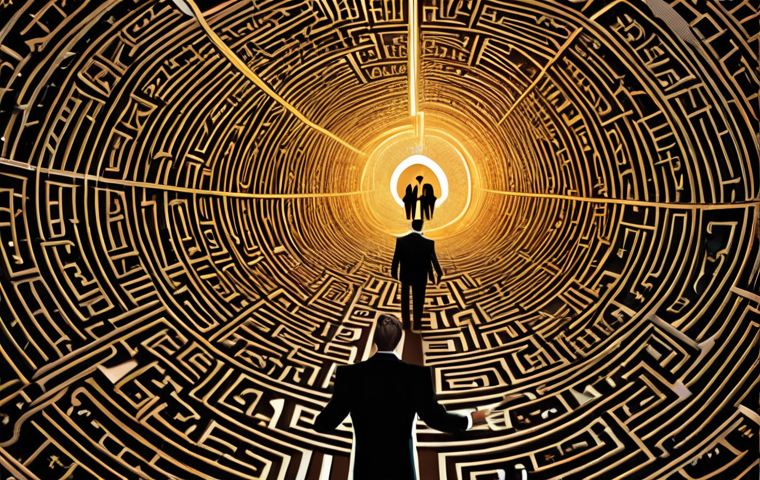**Prompt for Image 1 (Complexity of Regulations):**
"An intricate, glowing maze constructed from tangled threads, legal documents, and bureaucratic symbols, with tiny, overwhelmed business executives navigating through it. The path is unclear and fragmented, emphasizing the complex and challenging regulatory landscape for sustainable fashion. High detail, abstract legal frameworks, sense of difficulty."